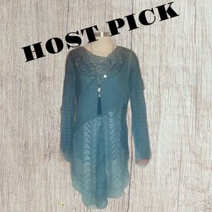 Top, Violet Ruby, Blue long sleeve, lace tunic, blouse, gorgeous